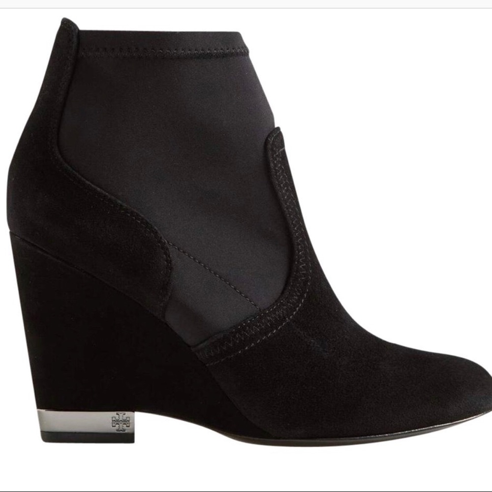 Tory Burch ‘Brenda’ Demi Wedge boot, black suede